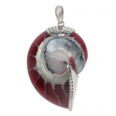 Red Shell Pendant, Sterling Silver